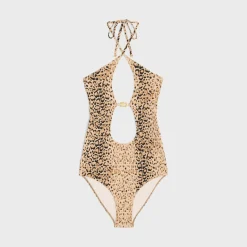 swimsuit in leopard print matte jersey