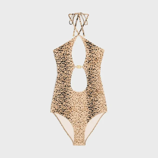 swimsuit in leopard print matte jersey