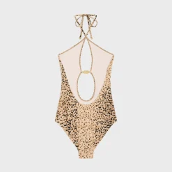 swimsuit in leopard print matte jersey
