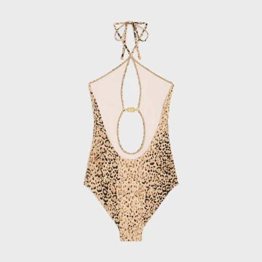 swimsuit in leopard print matte jersey