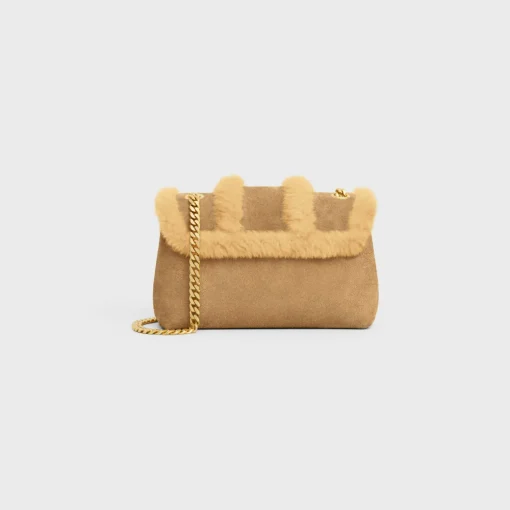 TEEN CELINE VICTOIRE BAG in SUEDE CALFSKIN AND SHEARLING