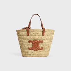 TEEN SUPPLE CELINE CLASSIC PANIER in Raffia and calfskin