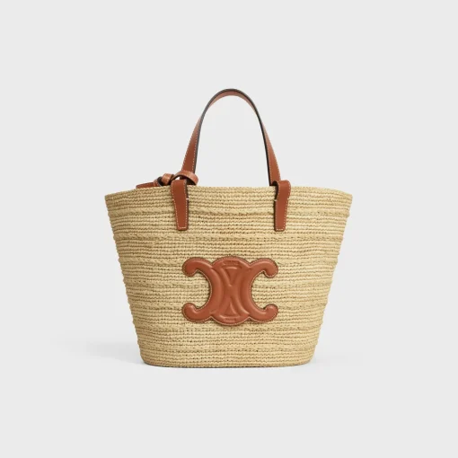 TEEN SUPPLE CELINE CLASSIC PANIER in Raffia and calfskin
