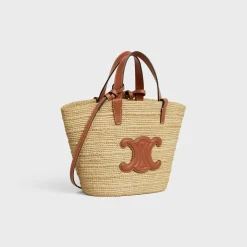 TEEN SUPPLE CELINE CLASSIC PANIER in Raffia and calfskin