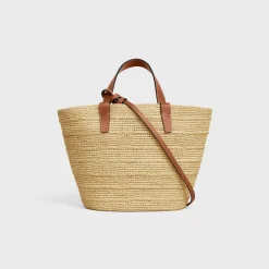 TEEN SUPPLE CELINE CLASSIC PANIER in Raffia and calfskin