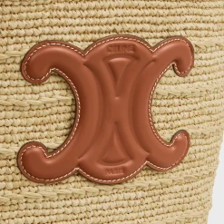 TEEN SUPPLE CELINE CLASSIC PANIER in Raffia and calfskin