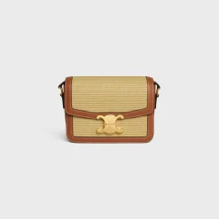 TEEN TRIOMPHE BAG in RAFFIA EFFECT TEXTILE and calfskin