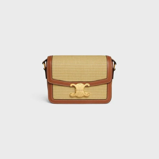TEEN TRIOMPHE BAG in RAFFIA EFFECT TEXTILE and calfskin