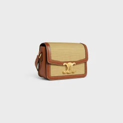 TEEN TRIOMPHE BAG in RAFFIA EFFECT TEXTILE and calfskin