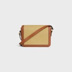 TEEN TRIOMPHE BAG in RAFFIA EFFECT TEXTILE and calfskin