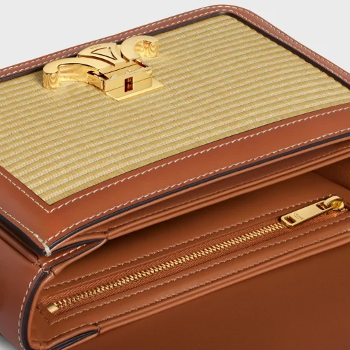 TEEN TRIOMPHE BAG in RAFFIA EFFECT TEXTILE and calfskin