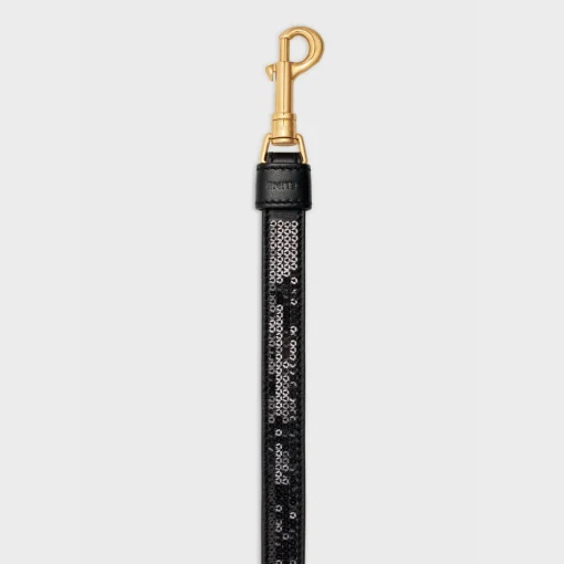 Thin Dog Leash in Sequins and Calfskin
