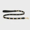 Thin Dog Leash in smooth Calfskin with pyramid studs