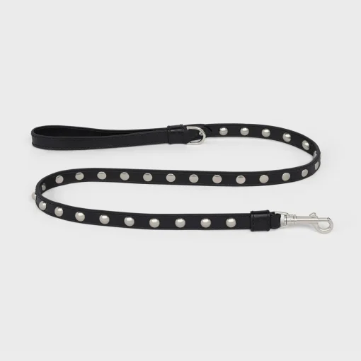 Thin Dog Leash in Smooth Calfskin with Studs