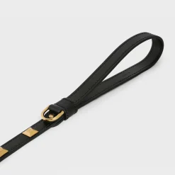 Thin Dog Leash in smooth Calfskin with pyramid studs