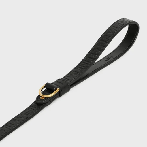 Thin dog leash in smooth calfskin with CELINE embossed