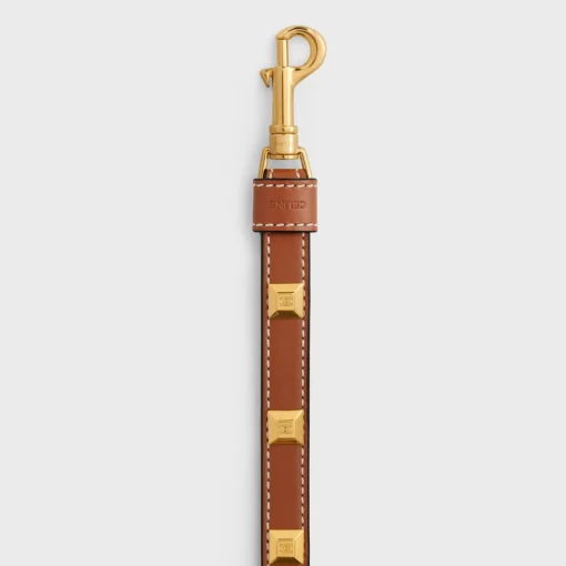 THIN DOG LEASH IN SMOOTH CALFSKIN WITH PYRAMID STUDS