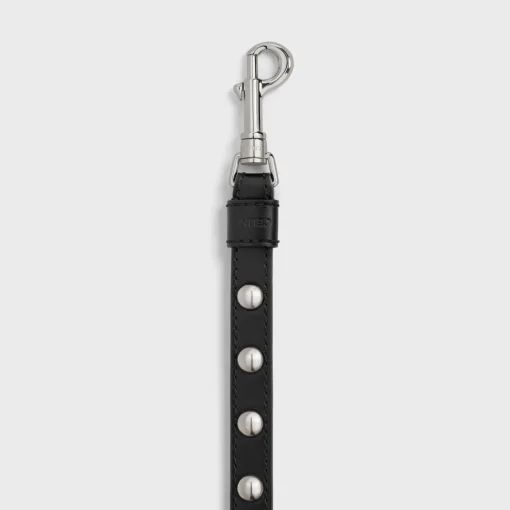 Thin Dog Leash in Smooth Calfskin with Studs