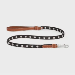 Thin Dog Leash in Triomphe Canvas and Calfskin with studs