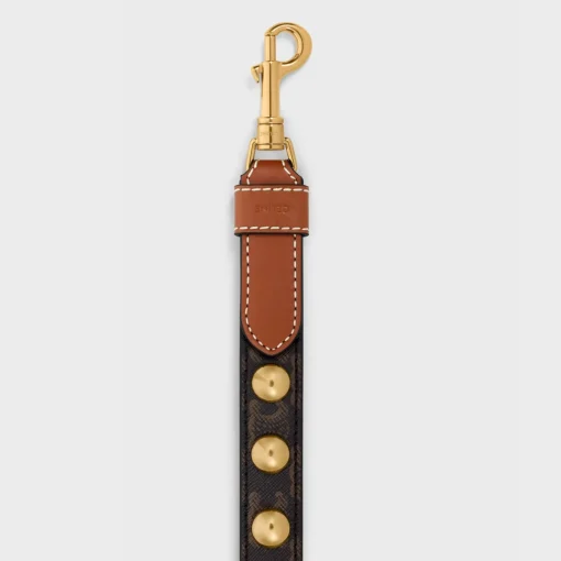 Thin Dog Leash in Triomphe Canvas and Calfskin with studs