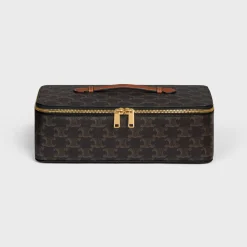 Top Handle Large Toiletry Case in Triomphe Canvas and Calfskin