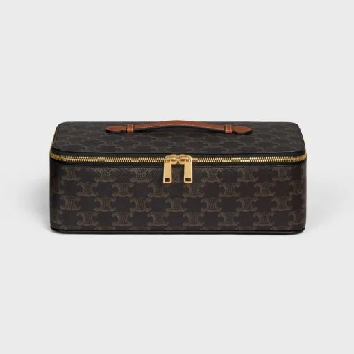 Top Handle Large Toiletry Case in Triomphe Canvas and Calfskin