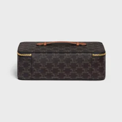 Top Handle Large Toiletry Case in Triomphe Canvas and Calfskin
