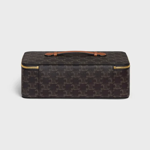 Top Handle Large Toiletry Case in Triomphe Canvas and Calfskin