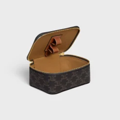 Top Handle Small Toiletry Case in Triomphe Canvas and Calfskin