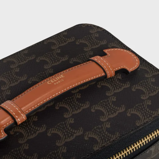 Top Handle Small Toiletry Case in Triomphe Canvas and Calfskin