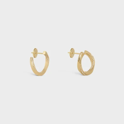 Torsion Earrings in Yellow Gold and Diamonds