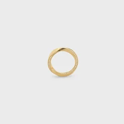 Torsion Ring in Yellow Gold and Diamonds