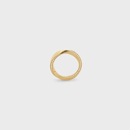 Torsion Ring in Yellow Gold and Diamonds