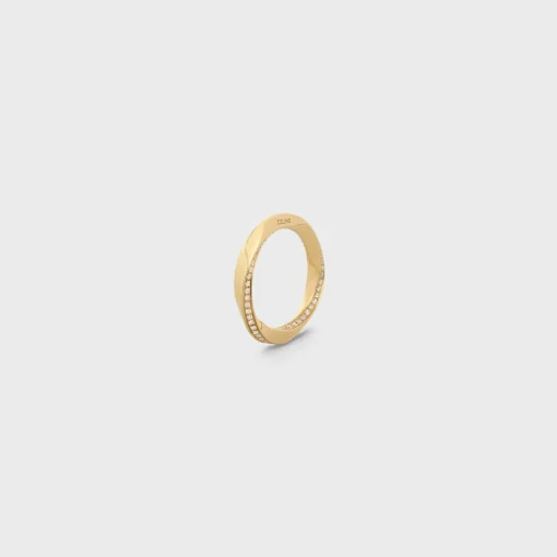 Torsion Ring in Yellow Gold and Diamonds