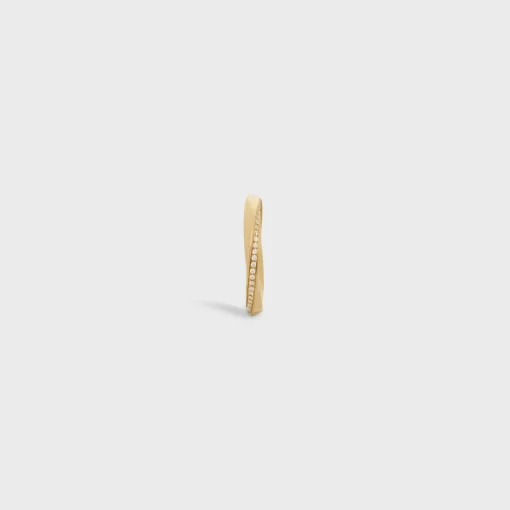 Torsion Ring in Yellow Gold and Diamonds