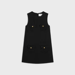 trapeze mini dress in double faced wool tricotine