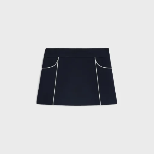 trapeze mini skirt in gauffered double wool