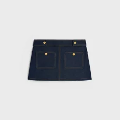 trapeze mini skirt in raw wash denim