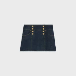trapeze mini skirt in rinsed wash denim