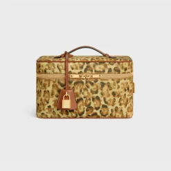 Travel vanity case in Triomphe canvas with leopard print and calfskin