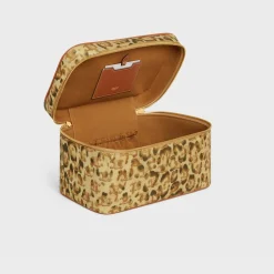 Travel vanity case in Triomphe canvas with leopard print and calfskin