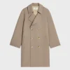 trench coat in wool gabardine and cotton
