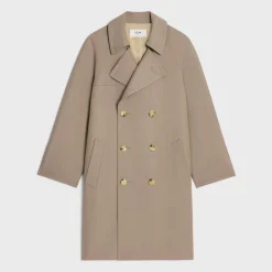 trench coat in wool gabardine and cotton