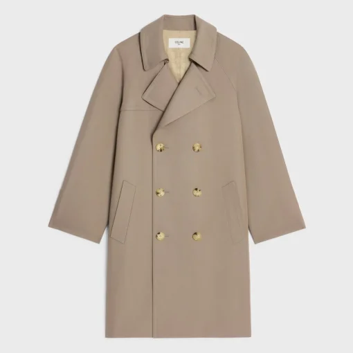 trench coat in wool gabardine and cotton