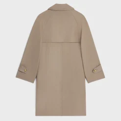 trench coat in wool gabardine and cotton
