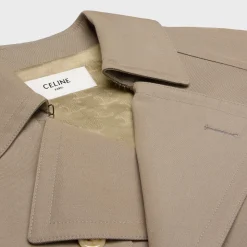trench coat in wool gabardine and cotton