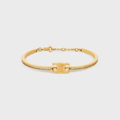 Triomphe Articulated Sparkle Bracelet in Strass and Brass with Gold Finish