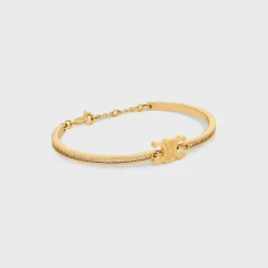 Triomphe Articulated Sparkle Bracelet in Strass and Brass with Gold Finish
