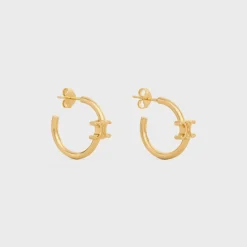 Triomphe Asymmetric Hoops in Brass with Gold Finish