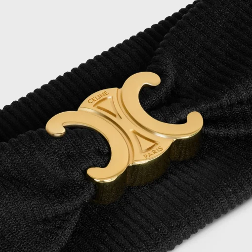 Triomphe Athletic Headband in Polyamide, Elastane and Brass with Gold Finish